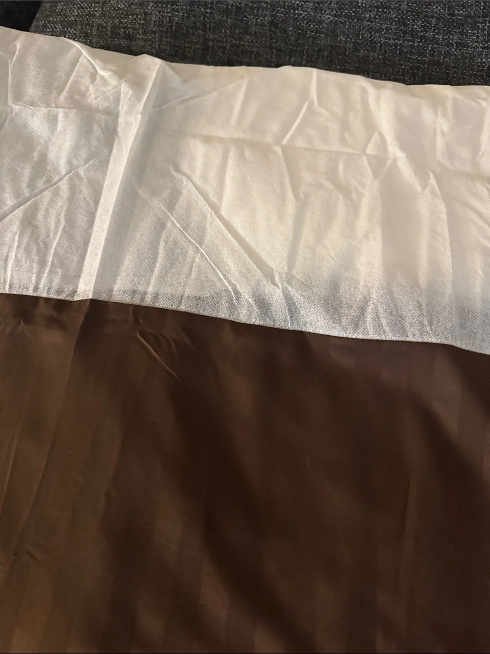 Striped Chocolate Brown Bed Skirt Fit under Mattress.